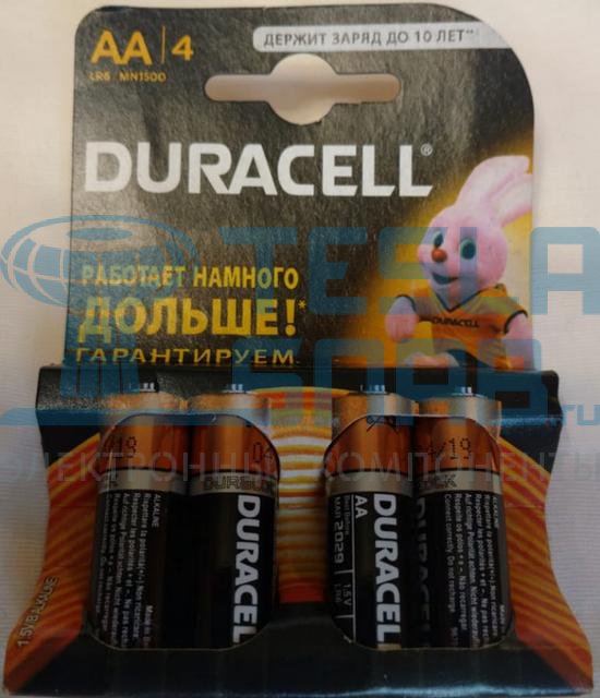 Батарейки алкалин DURACELL AA 1,5В 4 шт. Basic LR6 (А316/AA)
