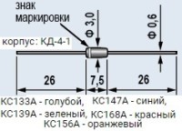 Стабилитрон КС168А 6,8В  0,3Вт  Стекло КД-4-1