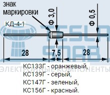 Стабилитрон Особо стабильный КС147Г 4,7В  10мА  0,125Вт  ?%  Стекло КД-4-1 1